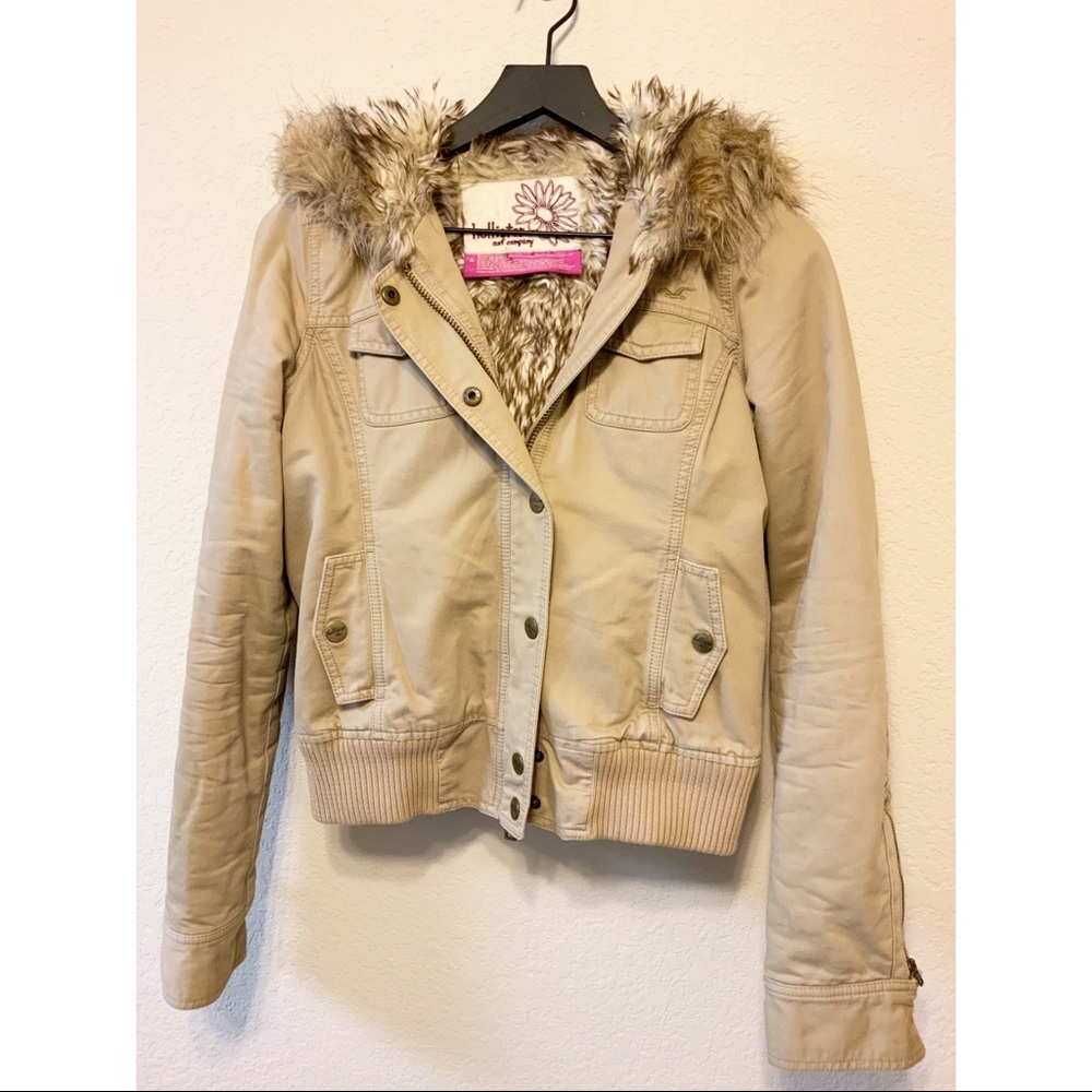 Hollister Faux Fur Lined Bomber Jacket